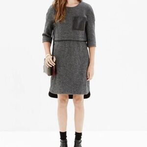 Madewell Wool Pocket Dress Size Medium Gray Lined Classic‎ Zip Close Style B2651